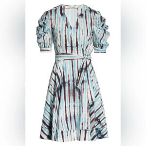 NEW Diane Von Furstenberg Indra Blue Tie Dye Rain Wrap Dress